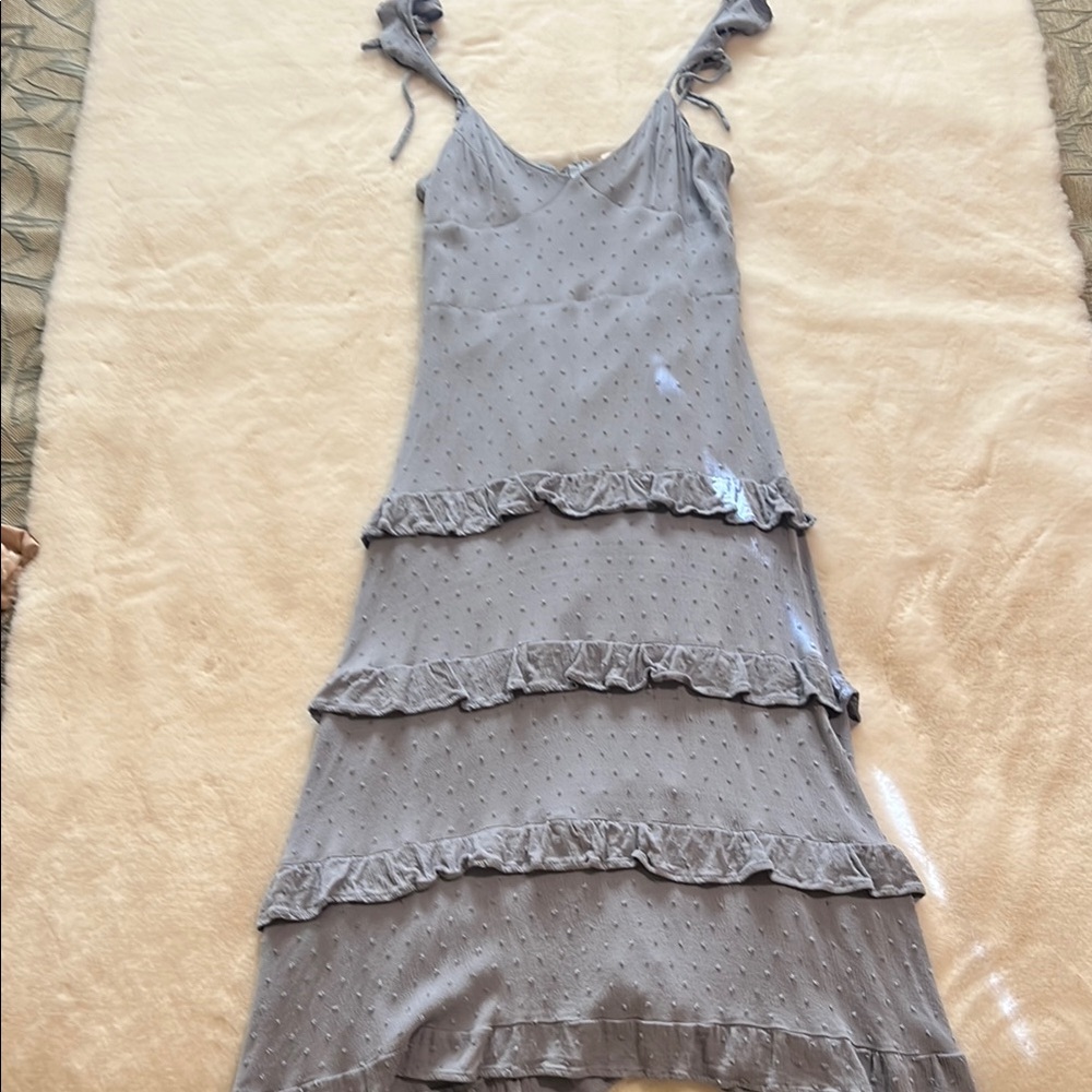 Altar'd State Tie Strap Light Blue  Ruffle Dress M